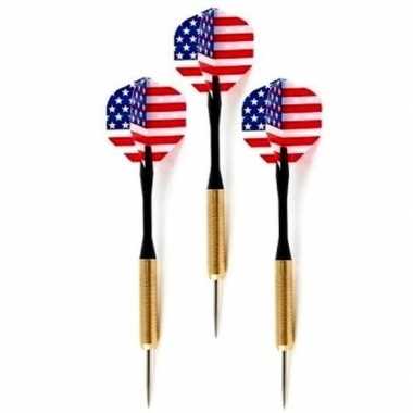 12x stuks dartpijlen/pijltjes met amerikaanse/usa vlag flights kopen