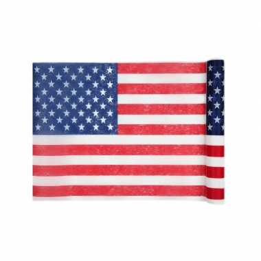 1x amerikaanse vlag/usa thema tafellopers op rol 500 cm kopen