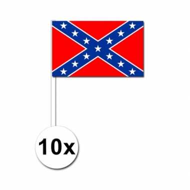 Amerikaanse  10 zwaaivlaggetjes Geconfedereerde Staten van Amerika 12