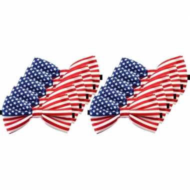 Amerikaanse 10x amerika verkleed vlinderstrikjes 12 cm voor dames/her