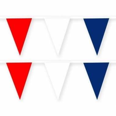 Amerikaanse 2x amerika/usa stoffen vlaggenlijnen/slingers 10 meter ka