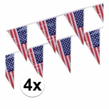 Amerikaanse 4x stuks vlaggenlijnen amerika/usa kopen