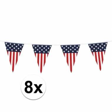 Amerikaanse 8x vlaggenlijn/vlaggetjes amerika/usa 6 meter kopen