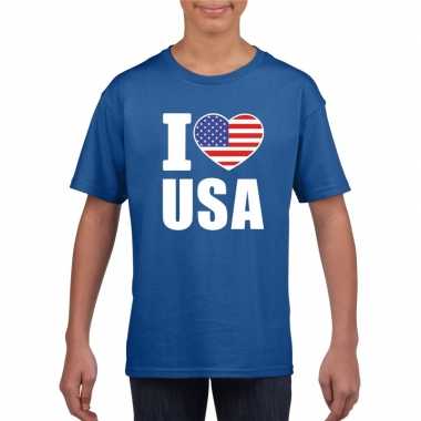 Amerikaanse blauw i love usa - amerika fan shirt kinderen kopen