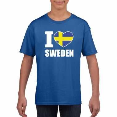 Amerikaanse blauw i love zweden fan shirt kinderen kopen