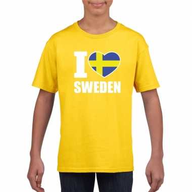Amerikaanse geel i love zweden fan shirt kinderen kopen