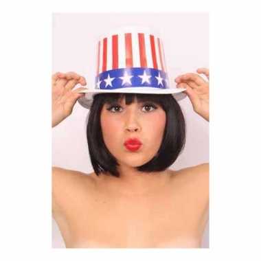 Amerikaanse plastic usa hoed met stars and stripes kopen