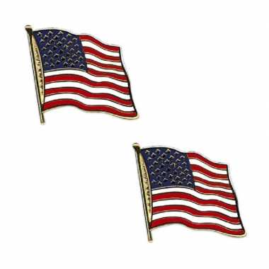 Amerikaanse set van 4x stuks broches/speldjes pin vlag usa/amerika kopen