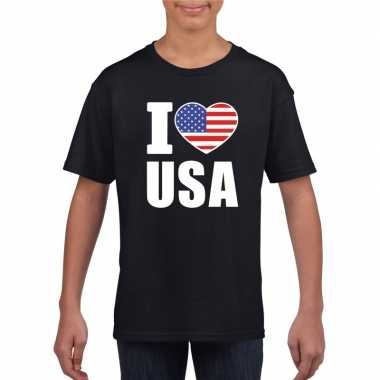 Amerikaanse zwart i love usa - amerika fan shirt kinderen kopen