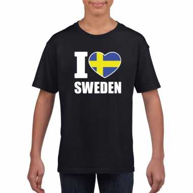 Amerikaanse zwart i love zweden fan shirt kinderen kopen