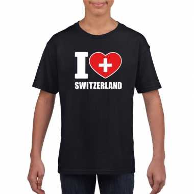 Amerikaanse zwart i love zwitserland fan shirt kinderen kopen