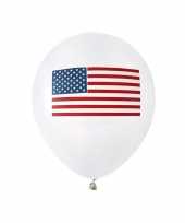 16x witte ballonnen met amerikaanse vlag usa thema 23 cm kopen