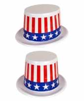 4x stuks plastic usa amerikaanse thema hoed met stars and stripes kopen