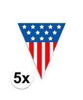 Amerikaanse 5x vlaggenlijn vlaggetjes amerika usa 5 meter kopen
