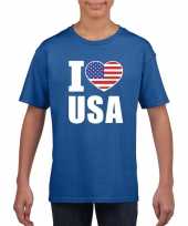 Amerikaanse blauw i love usa amerika fan shirt kinderen kopen