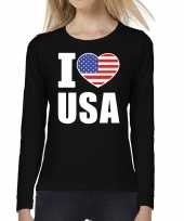 Amerikaanse i love usa long sleeve t shirt zwart voor dames kopen