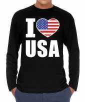 Amerikaanse i love usa long sleeve t shirt zwart voor heren kopen