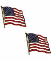 Amerikaanse set van 2x stuks broches speldjes pin vlag usa amerika kopen