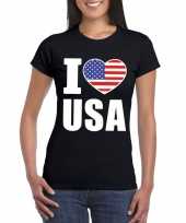 Amerikaanse zwart i love usa amerika fan shirt dames kopen