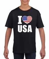 Amerikaanse zwart i love usa amerika fan shirt kinderen kopen