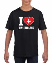 Amerikaanse zwart i love zwitserland fan shirt kinderen kopen