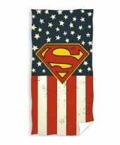 Superman badlaken strandlaken met amerikaanse vlag 70 x 140 cm kopen